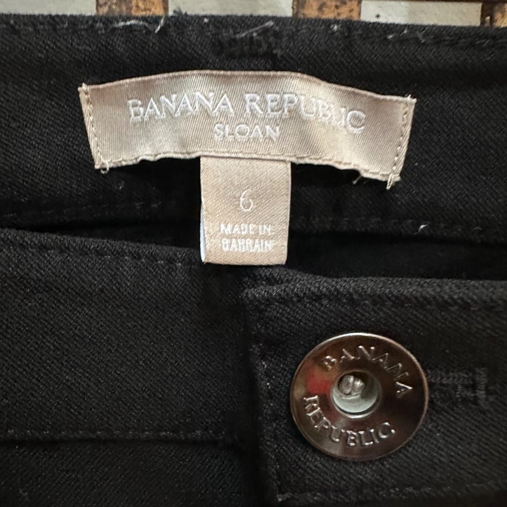 Banana Republic Sloan Pants Flat Front Skinny Tapered Ankle Stretch Blac… - Picture 8 of 9